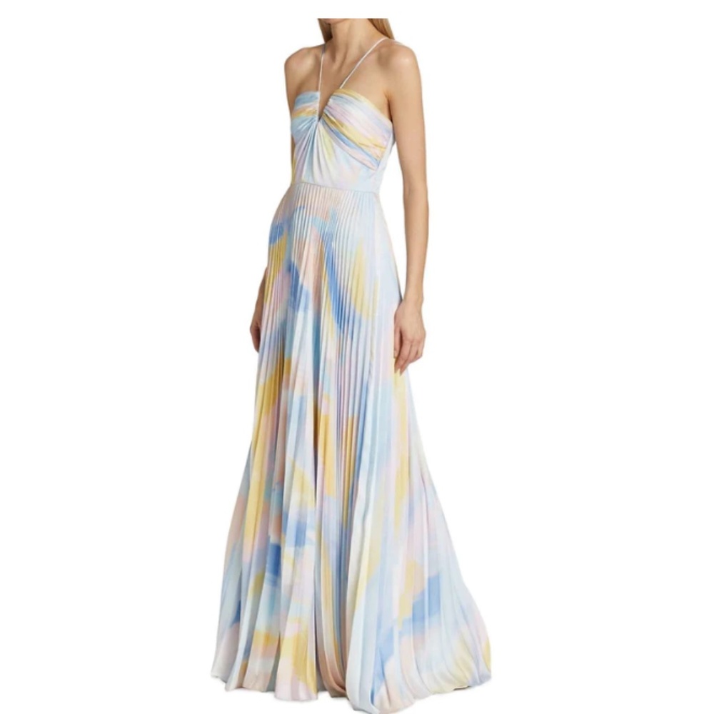Satin Charmeuse Pleated Gown Maxi Dress